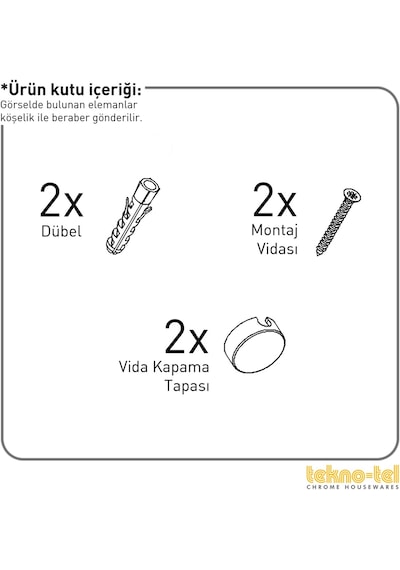 Teknotel Iki Katlı Ahşap Banyo Duş Köşe Rafı Krom Bk074 Krom