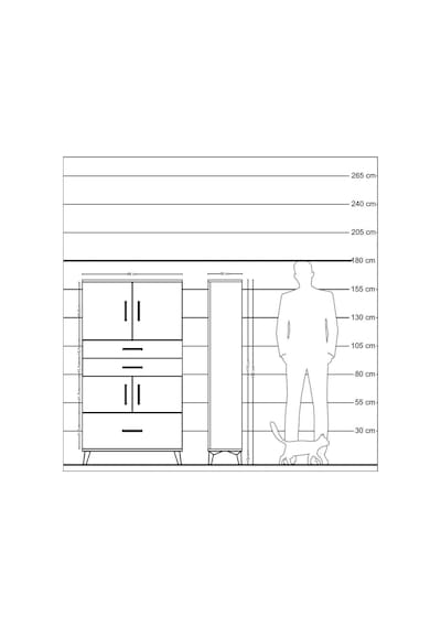 Arges Dolap 3 Raflı 3 Çekmeceli 4 Kapaklı 88x30x163 Çam-antrasit Çam