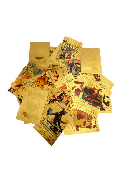 Pokemon Oyun Kartı Kabartma Card Fosforlu Kartları 55 Adet Altın