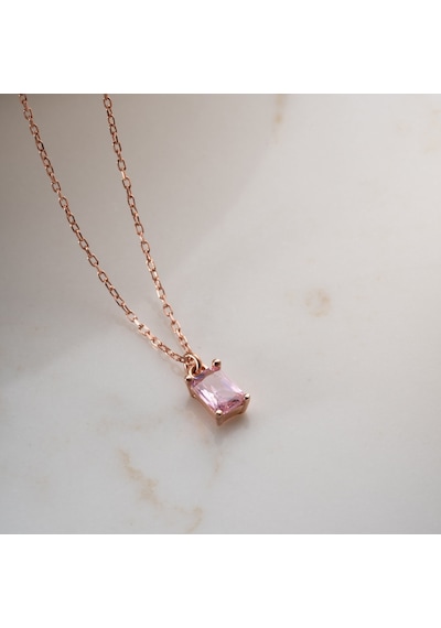 Vaoov 925 Ayar Gümüş Pembe Baget Kolye Rose