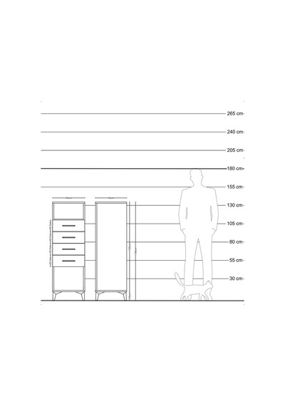 Hyperion Dolap Tek Raflı 4 Çekmeceli 44x44x134 Çam-çam Atlas Çam