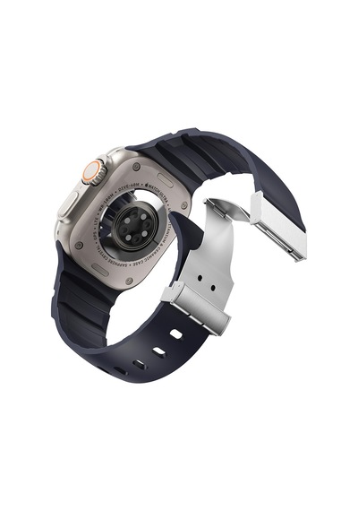 Apple Uyumlu Watch Ultra 49mm Zore Krd-145 Metal Tokalı Silikon Kordon