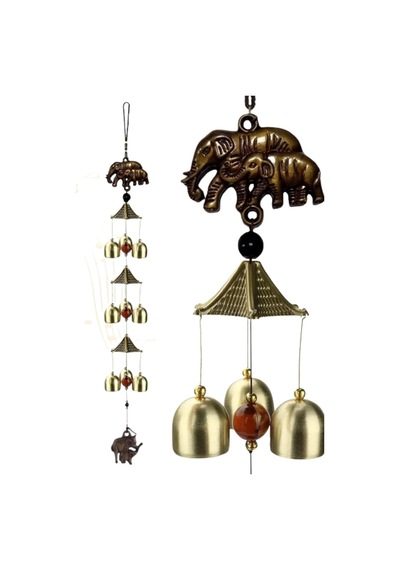 Piramigo Feng Shui Metal Rüzgar Çanı Üç Katlı Bereket Filleri Diğer