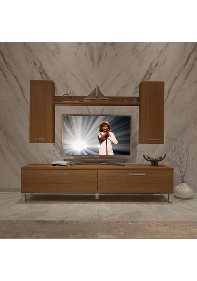 Decoraktiv Eko 7 Slm Std Krom Ayaklı Tv Ünitesi Tv Sehpası Ceviz