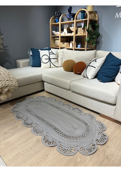 Mavaux Matrix Jüt Kilim, Paspas, Mutfak Halısı, Banyo Paspası, Kilim, Halı, Oturma Odası Halısı Gri