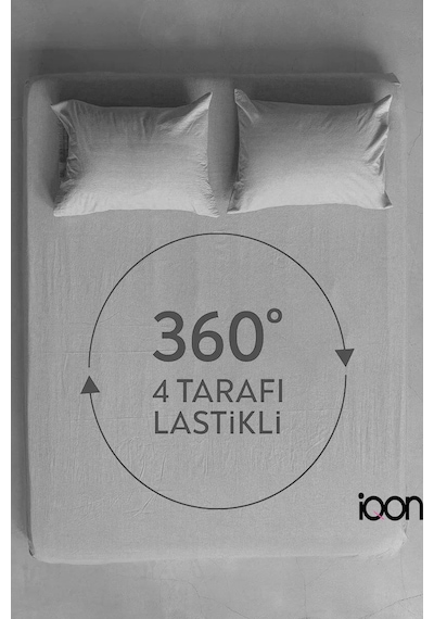 İqon Ranforce Dokuma Lastikli Çarşaf Takımı Çift Kişilik - 21 Renk Gri