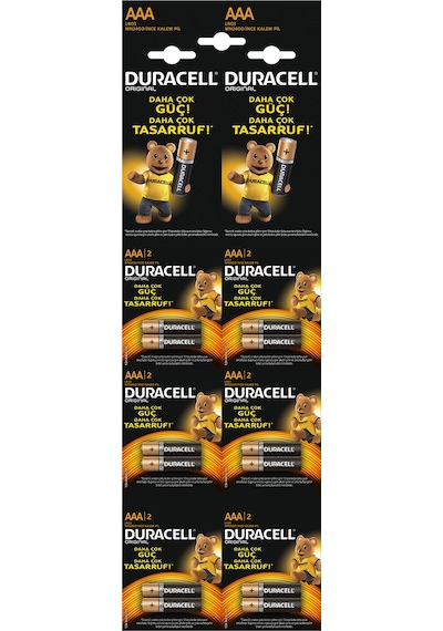 Duracell LR03/MN2400 AAA  Kartela İnce Kalem Pil 12'li