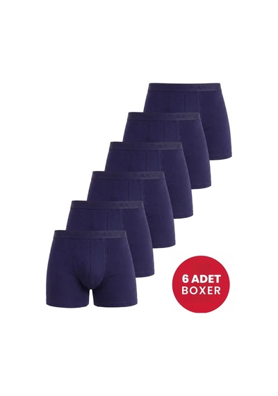 Astrid T Baba Hediyesi Hediyelik İç Giyim 6'lı Paket Erkek Pamuklu Likralı Esnek Kumaş Lacivert Boxer