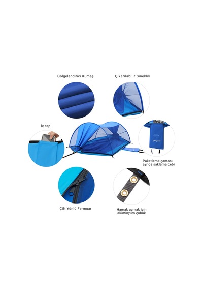 Kingcamp Multi-function 3 Ü 1 Arada Çift Kişilik Cibinlikli Hamak Blue Mavi