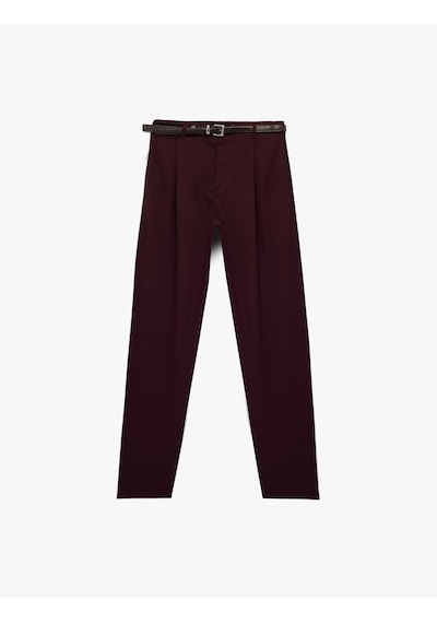 Koton Kemerli Yan Cepli Bol Kesim Geniş Paça Kumaş Pantolon Bordo 7wak40021pw