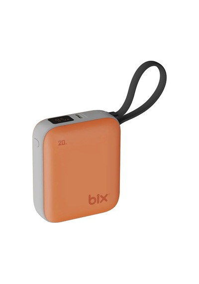 Exenar - Turuncu - Mini Powerbank 10000 Mah Cep Boy Taşınabiler Hızlı Şarj Pd 20w Dijital Göstergeli Type-c Kablolu Beyaz - Turuncu