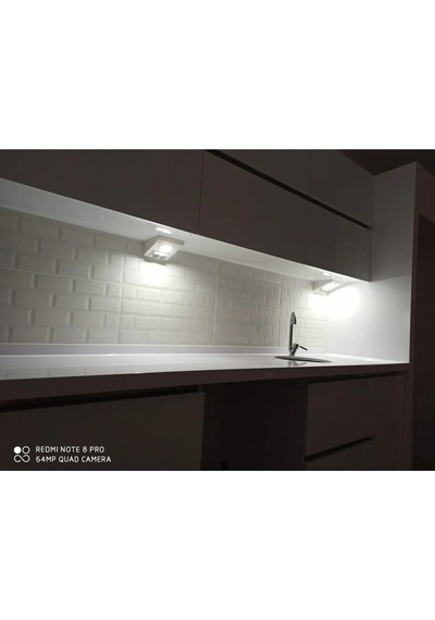 Açma Kapama Düğmeli, Çift Prizli, Beyaz Işık Ledli, Banyo Mutfak Tezgah Altı Üstü, Dolap İçi Armatür Beyaz