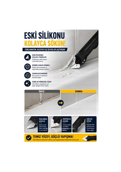 5 Başlıklı Silikon Kazıma Ve Derz Düzeltme Seti Paslanmaz Çelik Uçlu Silikon Sökme Aparatı Derz Çekm