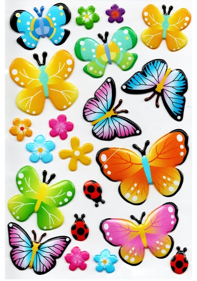 Sticker Kabartmalı A4 Boyutunda Stiker Defter, Planlayıcı Etiket, Lim053 - Kelebek