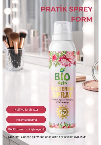 Bio Asia Cilt Beyazlatıcı SPF 50+ Güneş Koruyucu Sprey 200 ML