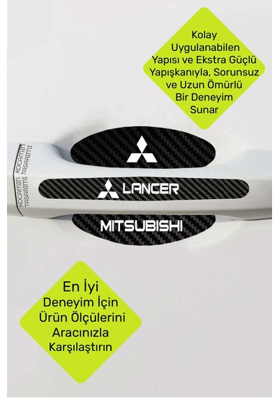 Karbon Desenli Mitsubishi Lancer Kapı İçi Kolları Çizilmelere Karşı Koruma Folyo Seti - Şık Dekoratif Tasarım