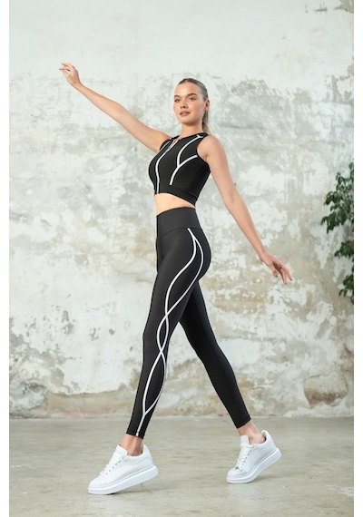 Dar Kesim Spor Toparlayıcı Vanves Fitness Tayt Siyah Renk 001