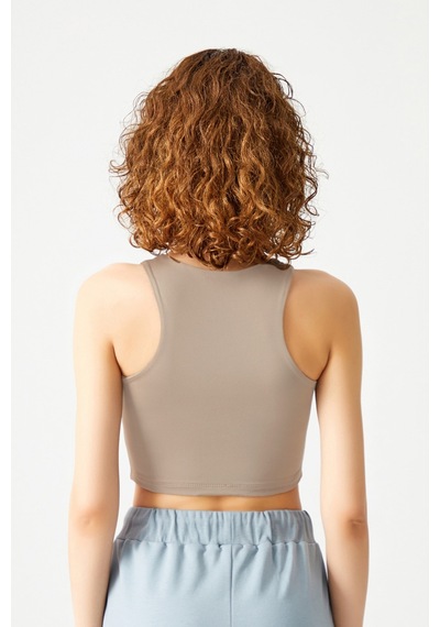 Los Ojos Vizon Halter Yaka Içi Sütyenli T-shirt Tank Top Vizon Vizon