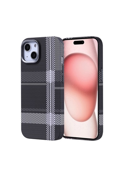 Apple iPhone Uyumlu 15 Kılıf Ultra İnce Magsafe Karbon Fiber Görünümlü İnce Hafif Pazarplus Yeşil