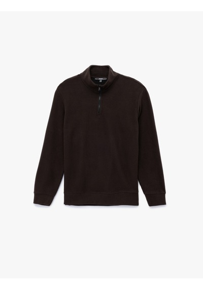 Koton Uzun Kollu Ribanalı Yarım Fermuarlı Sweatshirt Kahverengi 6wam70096mk Kahve