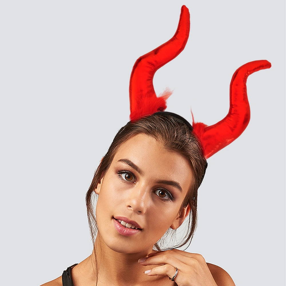 Halloween Cadılar Bayramı Taç Malefiz Kırmızı Çift Boynu Parti Kostümü Maleficent Taç Diğer