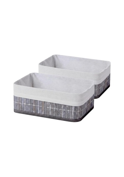 Tr Bambu Çok Amaçlı Saklama Kutusu Düzenleyici Orta Boy Organizer, Dekoratif Bambu Düzenleyici Gri 29x19x10cm 2 Genel
