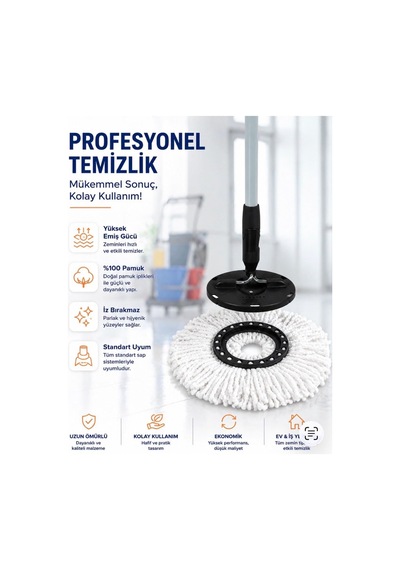 3'lü Yuvarlak Mop Yedeği Çok Renkli