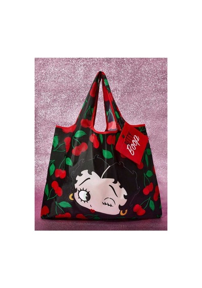 My Balli Store Betty Boop Katlanabilir Alışveriş Çantası Siyah Yeşil
