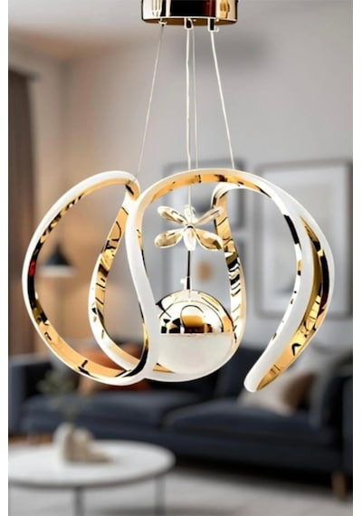 Lzy Avize Wesnay Model Gold Kaplama 3 Renk Metal Salon Mutfak Yatak Odası Modern Led Sarkıt Avize Altın