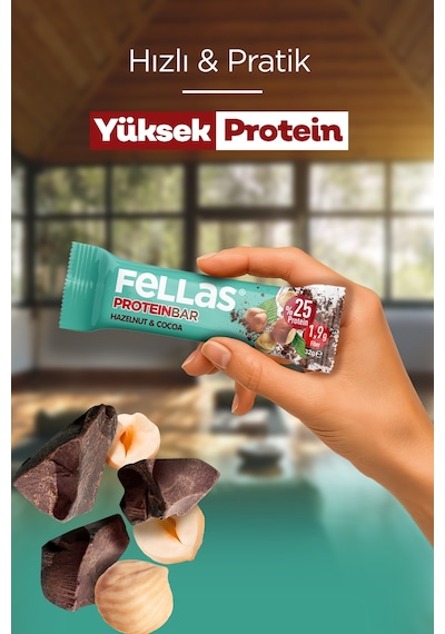 Fellas Protein Bar - Fındıklı ve Kakaolu 32 gr x 12 Adet