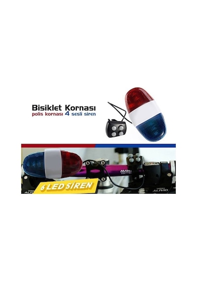 Bisiklet Polis Korna Siren Lamba Kırmızı - Mavi