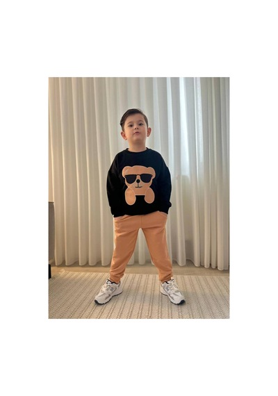 Jeliboomkidswear Erkek Çocuk 3-10 Yaş 2 İplik Riklalı Günlük Eşofman Takımı Siyah-camel Jeliboomkidswear Erkek Çocuk 3-10 Yaş 2 İplik Riklalı Günlük Eşofman Takımı Siyah-camel