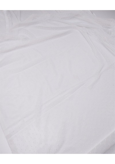 Beyaz Minik Yıldız Desenli İnce Esnek Tül Kumaş Elbiselik & Bluzluk 140x200cm-12857