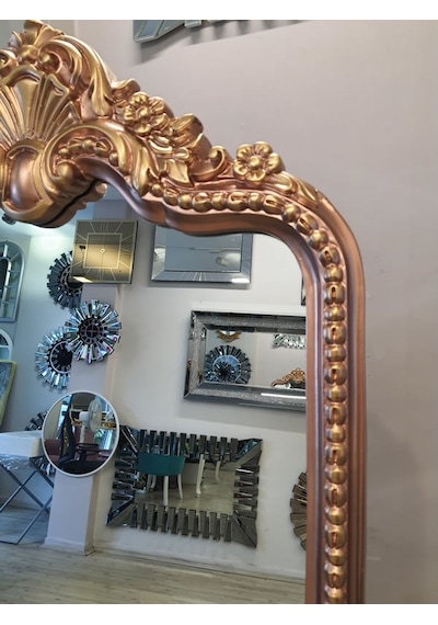 Ayna Denizi Princess Copper Gold Model Rose Gold Altın Renk Dekoratif Ayaklı Boy Aynası Altın - Rose Gold