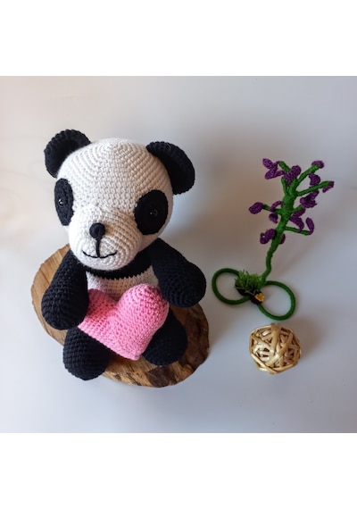 Atölye Bigi Panda Pako ve Kalp BB6N Amigurumi Oyuncak