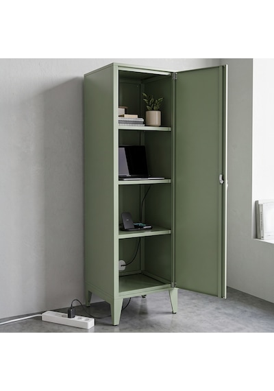 Alfafonet Ziglat Serisi Kilitli Metal Home Office Dolabı Metal Kapaklı Yeşil Ral 6018 450x1500x450 Mm
