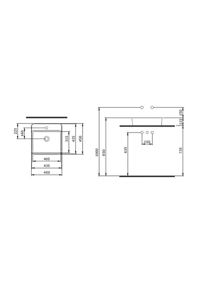 Bocchi Sottile Slim 1598-001-0126 Kare Batarya Beyaz 45 x 45 CM