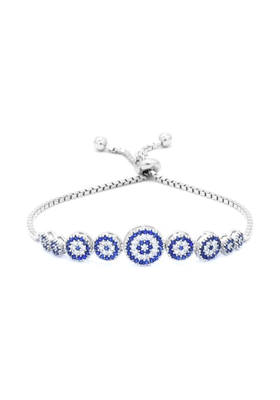 Brezza Lusso Jewelry Nazar Boncuklu Asansör Kilitli Kadın Gümüş Bileklik Beyaz No1