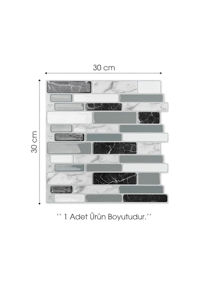 Technojet 4lü Paket 30cm 30cm 3boyutlu Mozaik Görünümlü Kendinden Yapışkanlı Karo Pvc Mutfak Kaplama