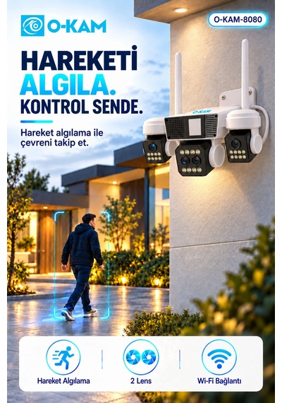 O-kam Ok-8080 6mp Çift Lensli Wi-fi Güvenlik Kamerası