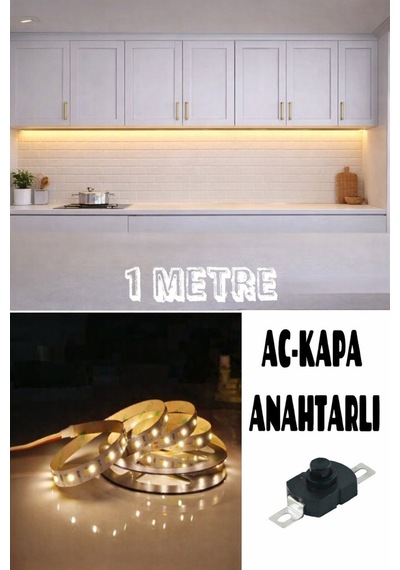 Mutfak Dolabı Tezgah Üstü Günışığı 1 Metre Tam Set Adaptörlü Butonlu Günışığı Günışığı