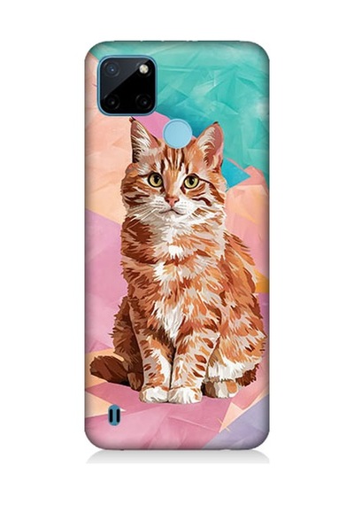 Realme C21y Uyumlu Renkli Kedi Desenli Silikon Kılıf