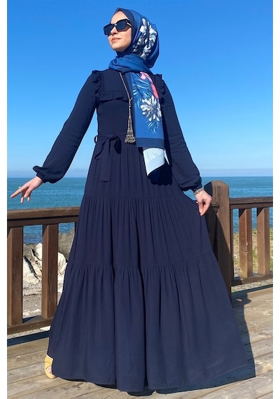 Rabia Şamlı Bade Elbise Lacivert