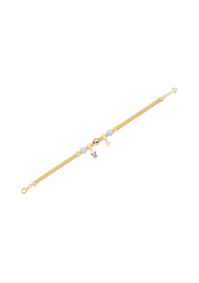 Tektaş - 3 Renkli Altın 14 Ayar Minik Sallantılı Parçalı Bileklik N11.3158 Sarı Altın