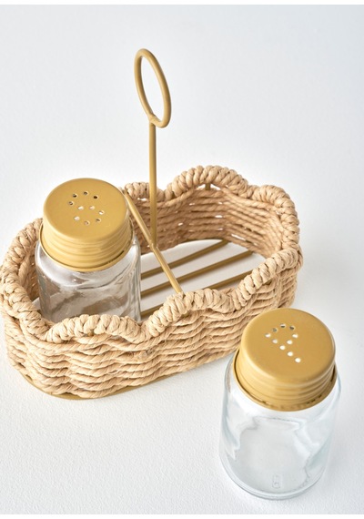 Bella Maison Scallop Cam Tuzluk Biberlik Seti Naturel 16,5x9,5x18 Cm Naturel