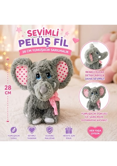 Peluş Sevimli Fil Mavi 50 Cm Sevimli Konforlu: Peluş Uyku Yastığı Sarılma Arkadaşı Dekoratif Oyuncak Çok Renkli