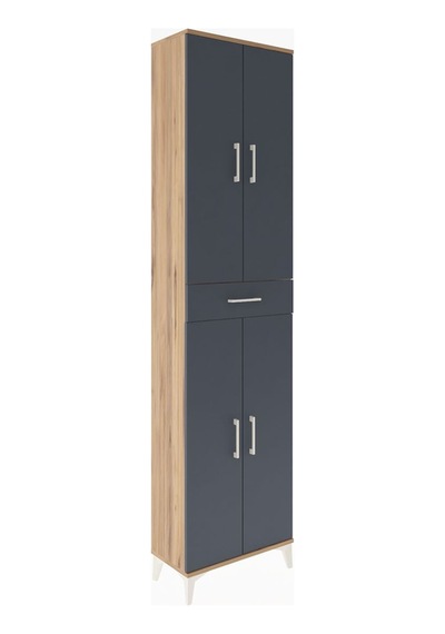 Arges Dolap 5 Raflı Tek Çekmeceli 4 Kapaklı 60x30x243 Çam-ant... Çam