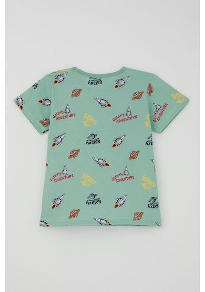 Breeze Erkek Bebek Şortlu Pijama Takımı Galaksi Macerası Temalı 9 Ay-3 Yaş, Su Yeşili