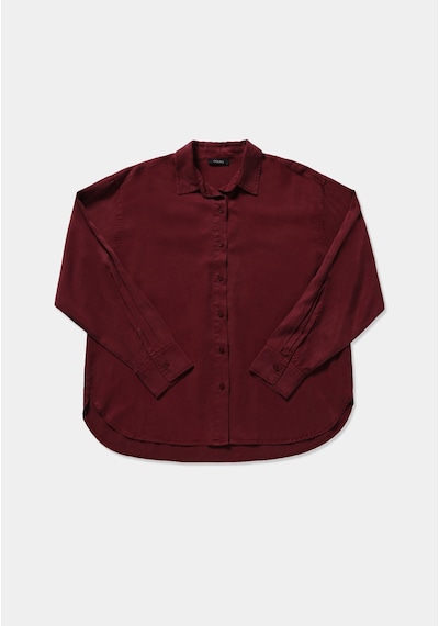 Colin's Colins Boyfriend Fit Shirt Neck Düz Kadın Bordo Uzun Kol Gömlek Cl1082412 Q1.v2 Brd