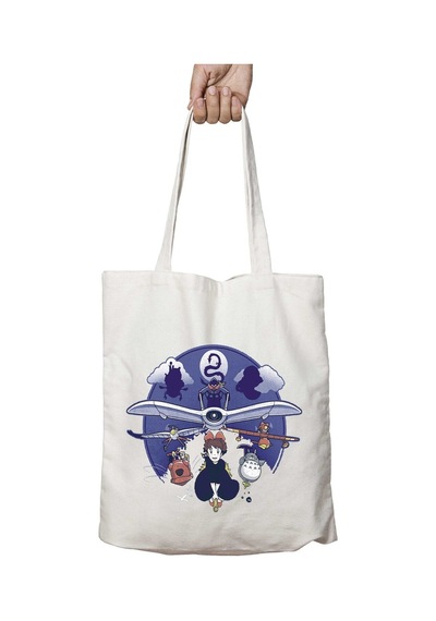 Art Hediye Hayal Gücü Studio Ghibli Uçuşu İki Taraf Kalıcı Yıkanabilir Okul Plaj Omuz Bez Çanta Çok Renkli